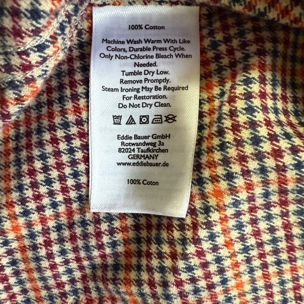 Eddie Bauer Mens Slim‎ Fit Houndstooth Button Down Shirt Small Burgundy Navy S